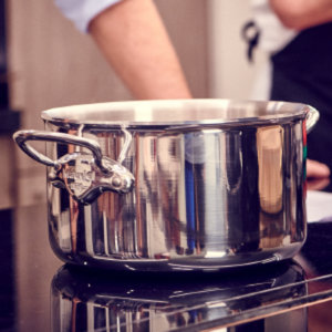 Mauviel M'COOK B Sauce Pan With Lid, Brass Handles, 1.8-Qt Mauviel M'COOK B Sauce Pan With Lid, Brass Handles, 1.8-Qt